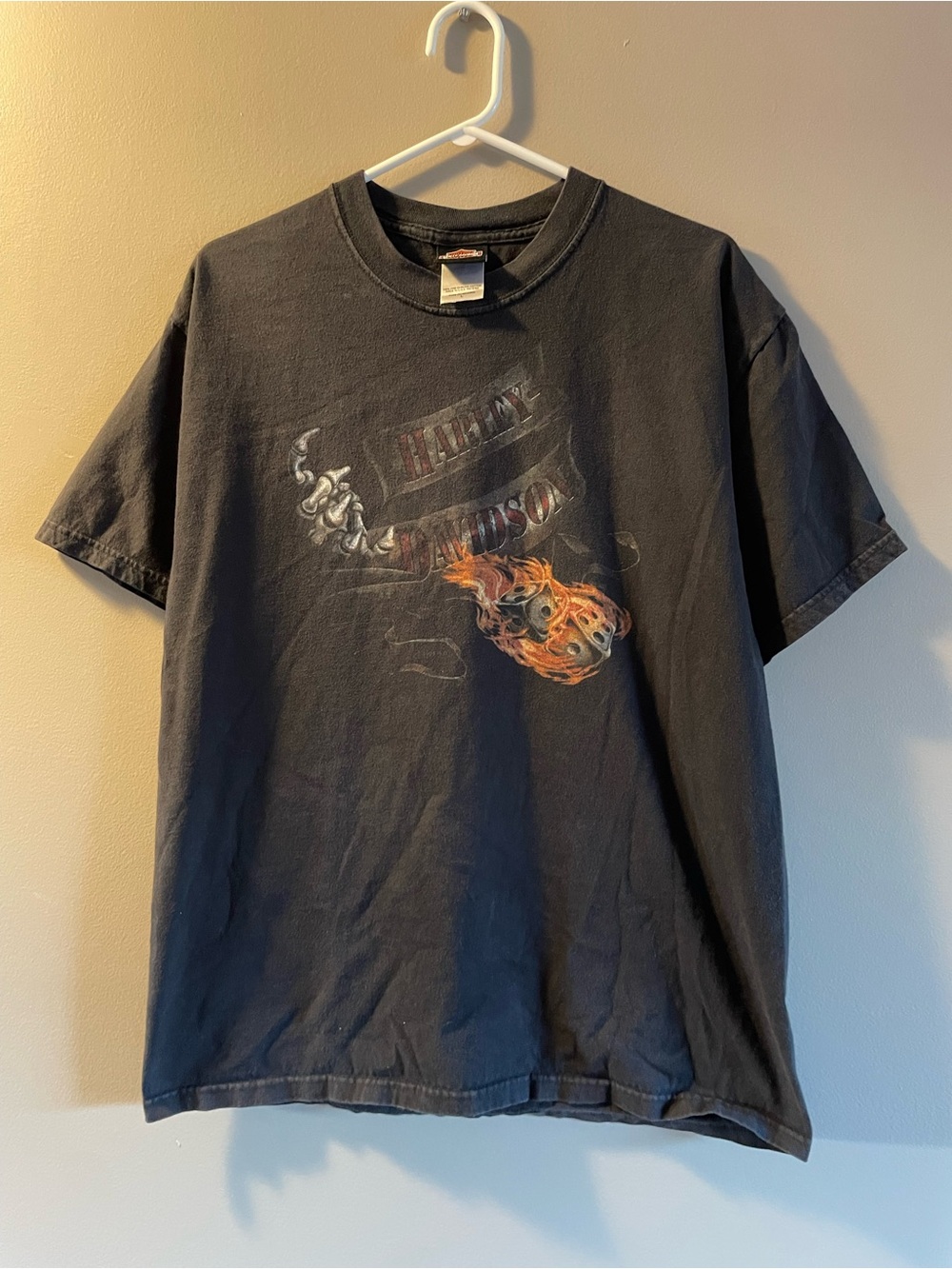 Harley-Davidson Black Short-Sleeve Tee with Flame Skull Graphic